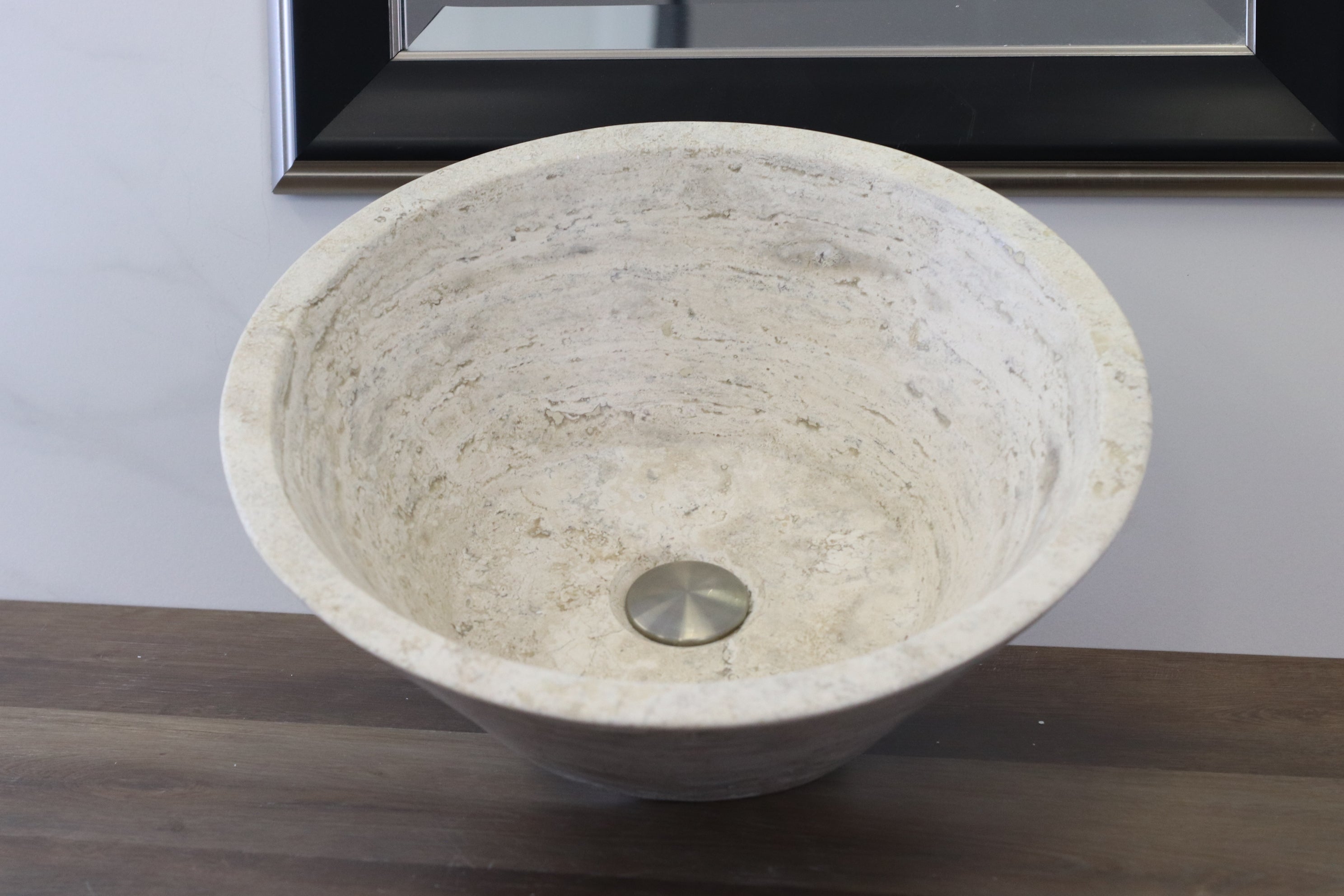 Travertine Stone Vessel Bathroom Sink - Round Travertine Sinks Sinks Travertine Sinks