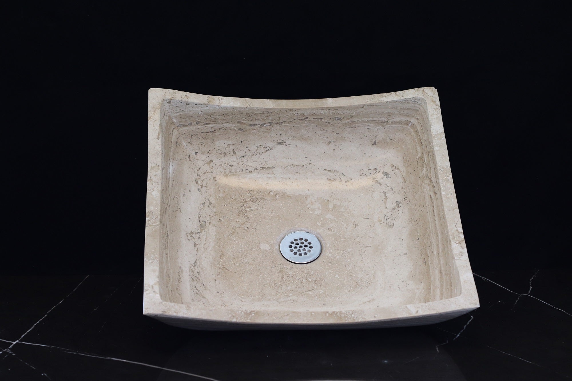 Beige Travertine Limestone Vessel Sink. A beautiful work of art. We offer fast shipping. Handmade in Mexico. We hand finish, package, and ship from the USA. Buy now at www.felipeandgrace.com. 