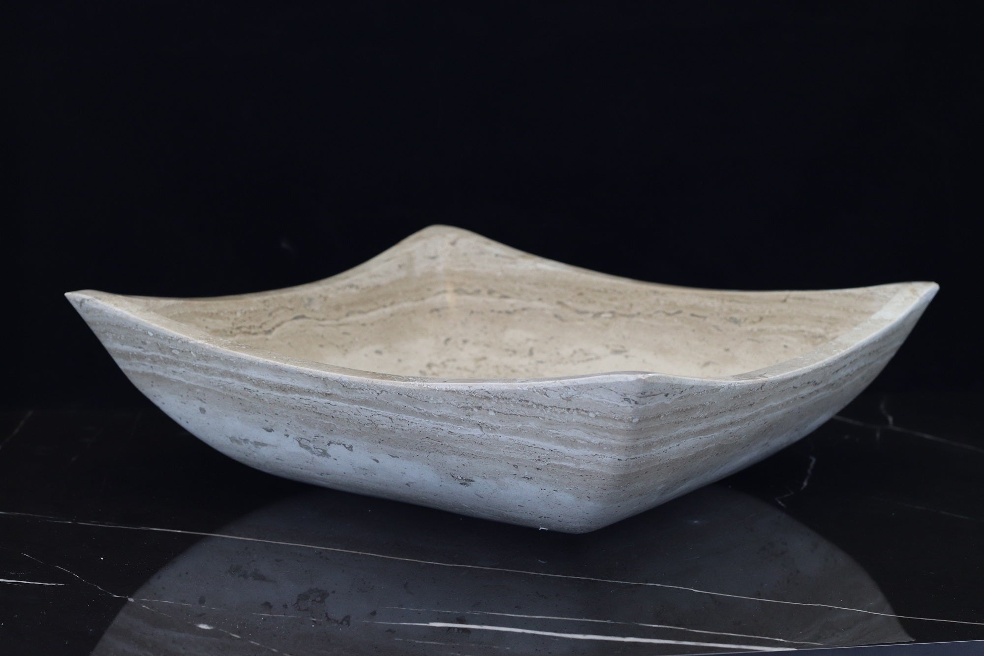 Beige Travertine Limestone Vessel Sink. A beautiful work of art. We offer fast shipping. Handmade in Mexico. We hand finish, package, and ship from the USA. Buy now at www.felipeandgrace.com. 