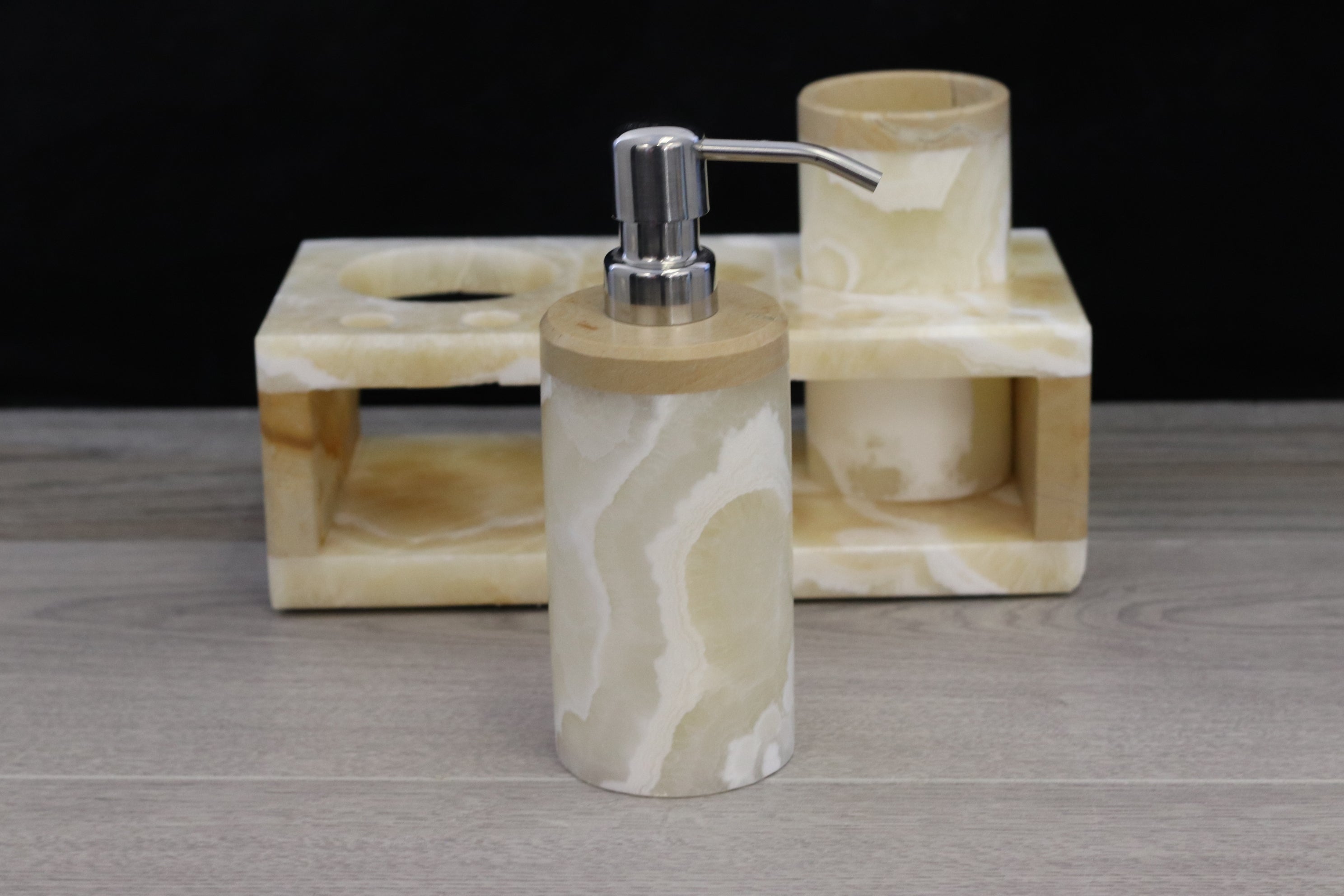 Onyx Stone Bathroom Accessories Set, 3 Pieces Bathroom Accessory Set Accessories Bath Bathroom Accessory Sets