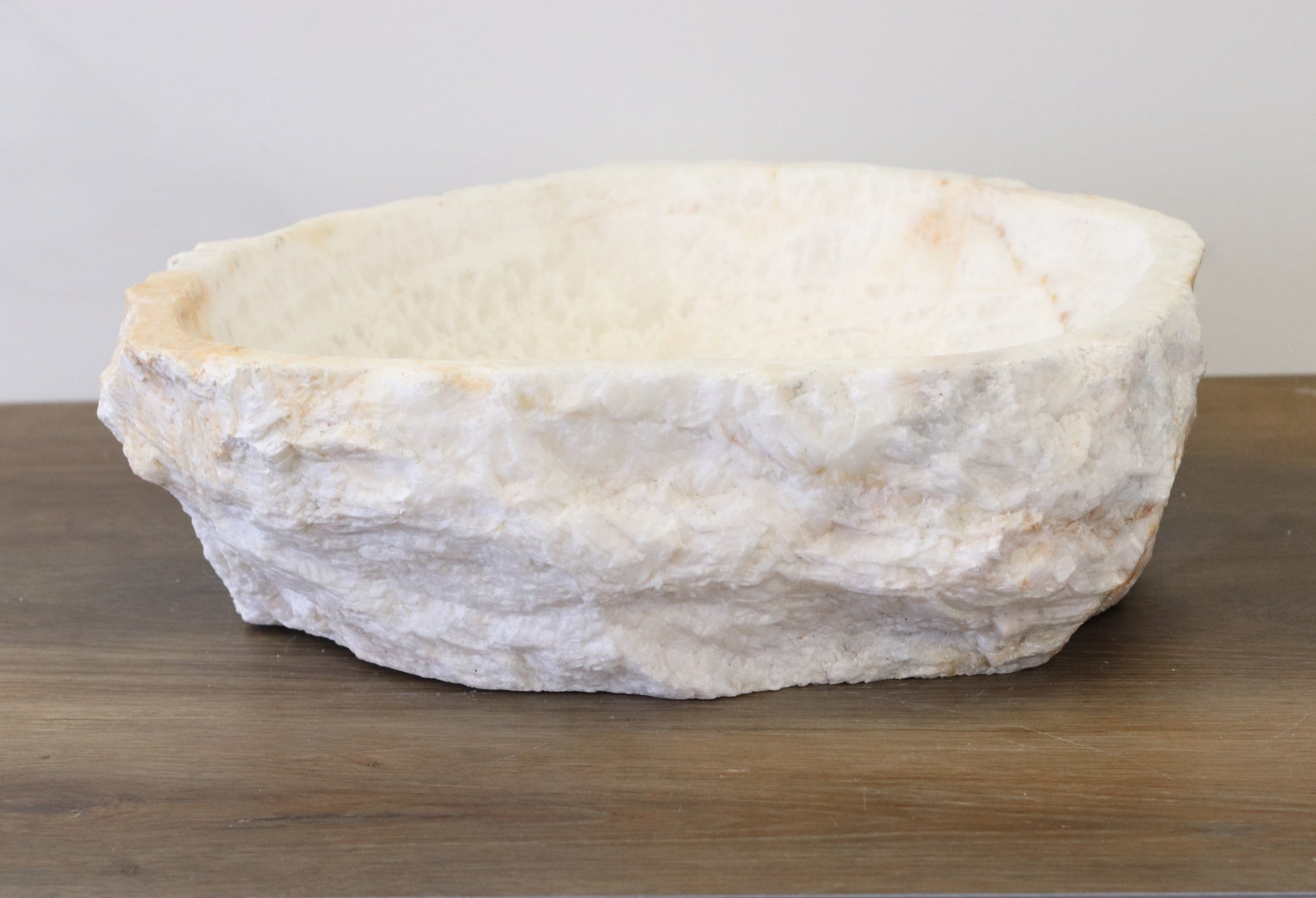 White Round Onyx Vessel Sink. A beautiful work of art. We offer fast shipping. Handmade in Mexico. We hand finish, package, and ship from the USA. Buy now at www.felipeandgrace.com. 