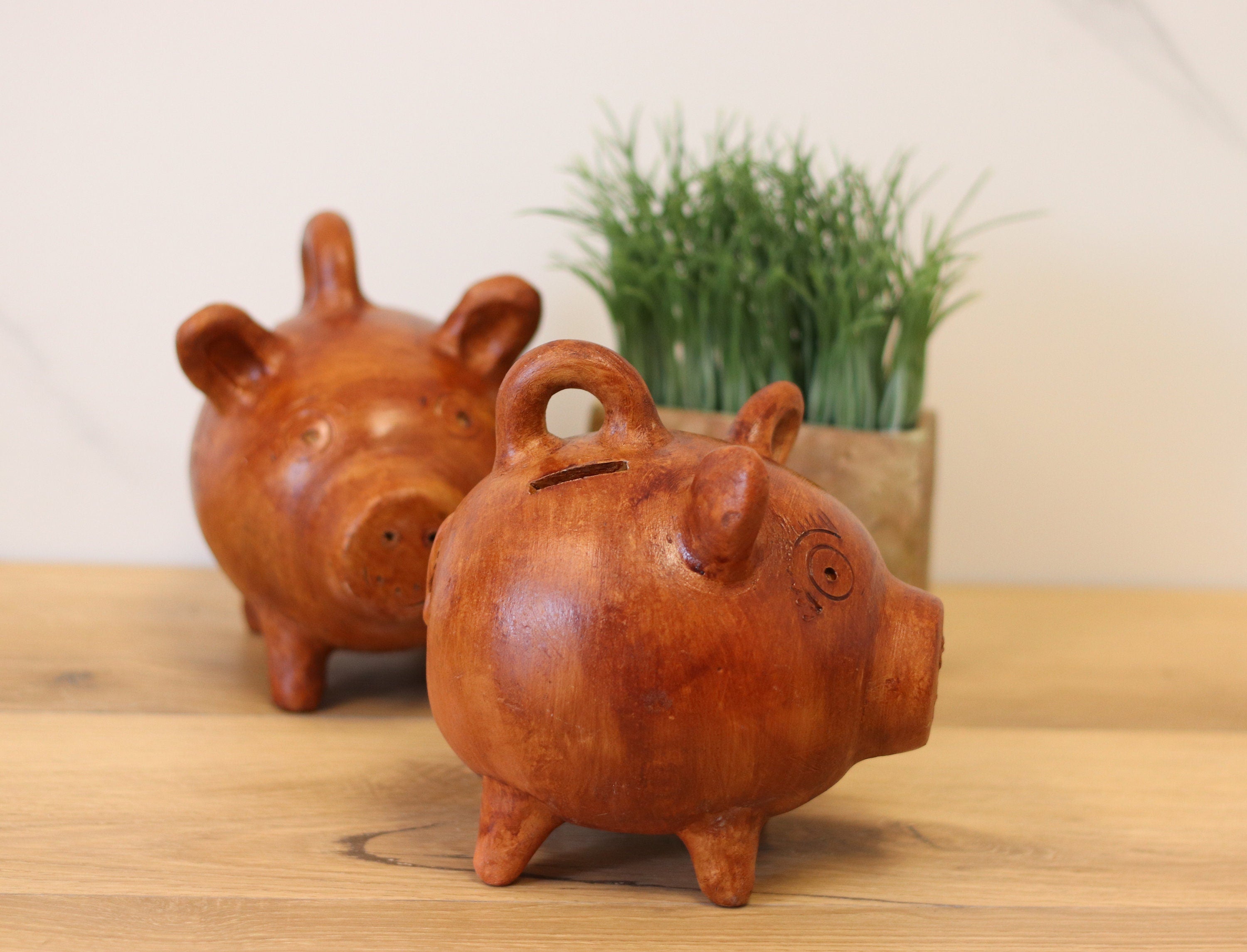 Ceramic Piggy Smash Bank, 6 x 6 x 8 inches-Glazed