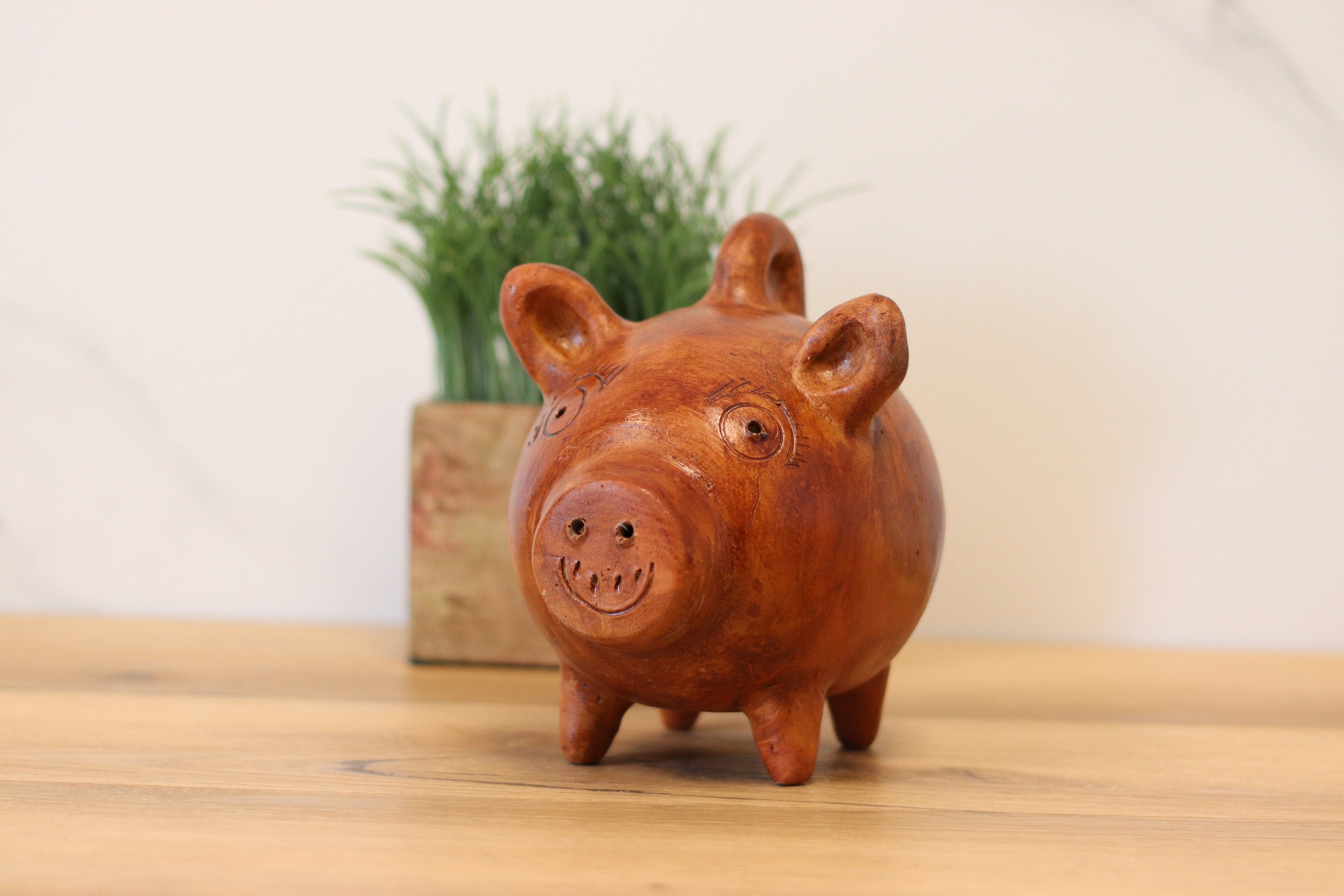 Ceramic Piggy Smash Bank, 6 x 6 x 8 inches-Glazed