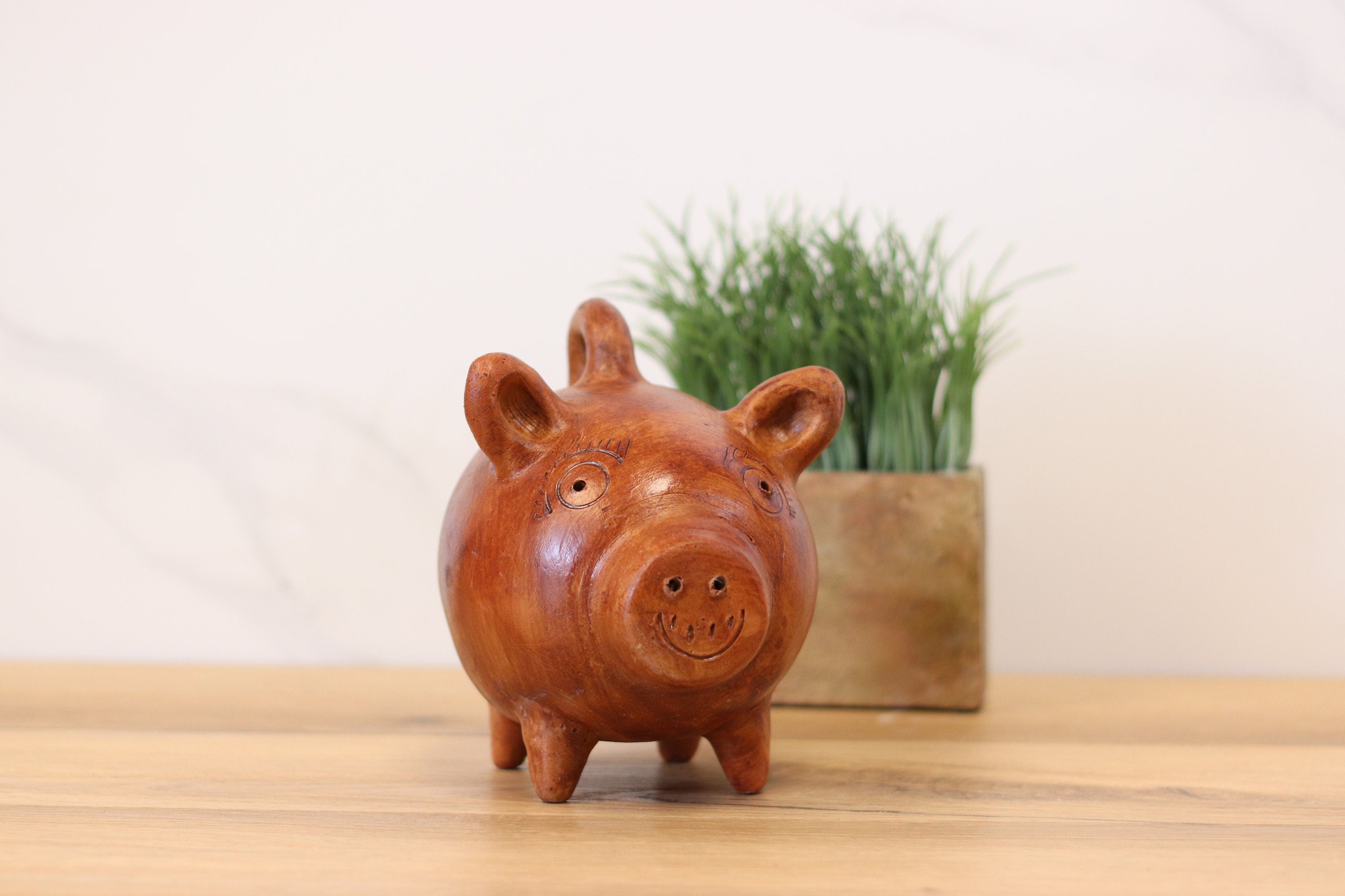 Ceramic Piggy Smash Bank, 6 x 6 x 8 inches-Glazed