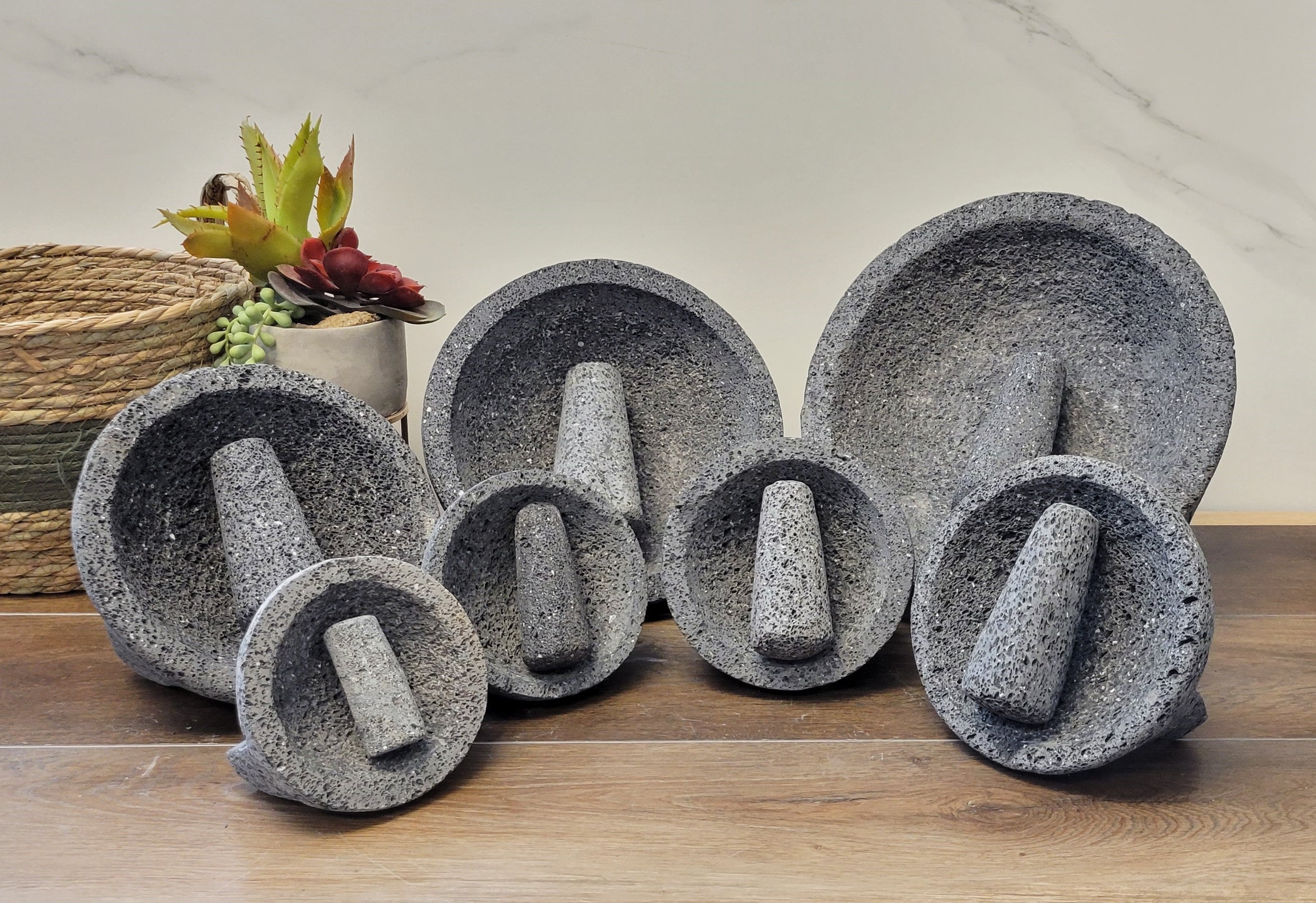 Authentic Molcajete Bowl & Pestle Set - Volcanic Lava Stone